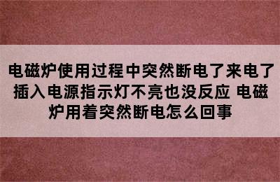 电磁炉使用过程中突然断电了来电了插入电源指示灯不亮也没反应 电磁炉用着突然断电怎么回事